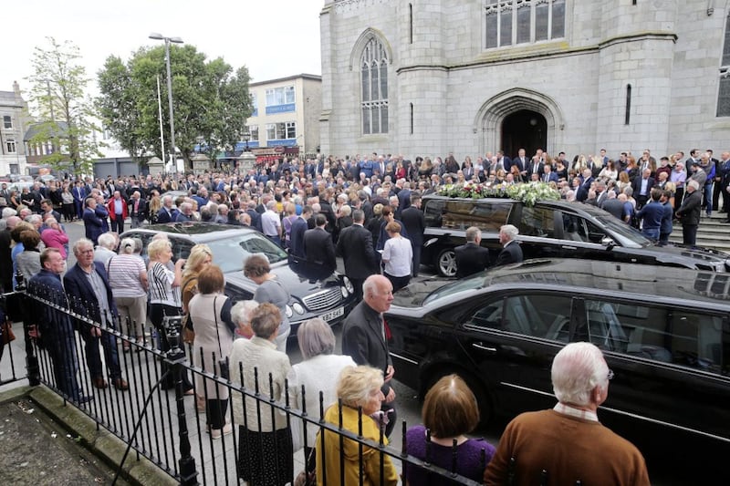 Newry came to a standstill during the funeral of businessman Brian Conlon. Picture by Mal McCann