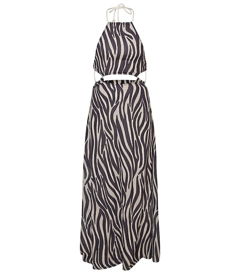 PrettyLittleThing Stone Zebra Extreme Cut Out Rope Detail Beac Maxi Dress, &pound;31 (was &pound;35), available from PrettyLittleThing