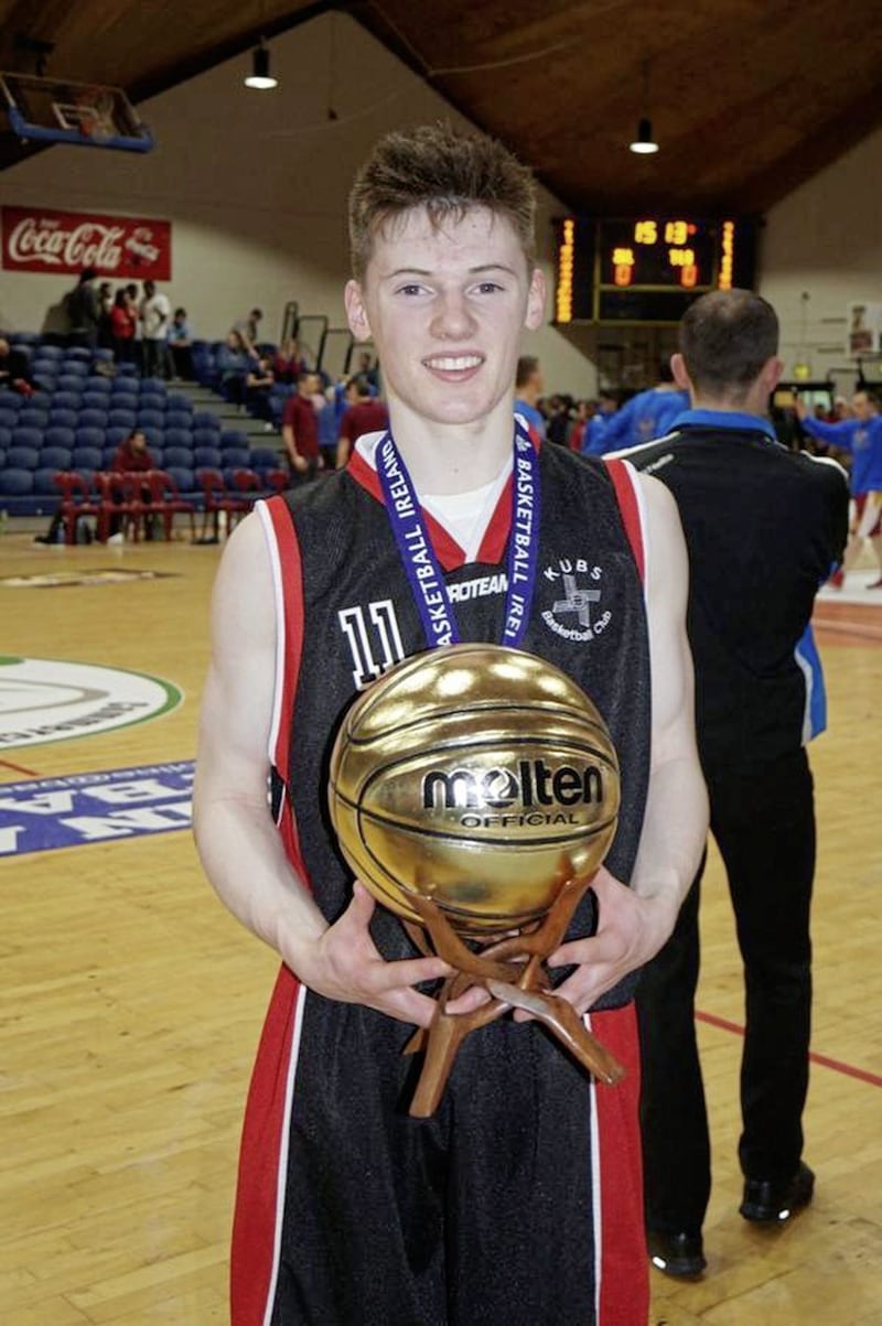 Stephen O&#39;Hanlon pictured with the MVP award in a championship final win while playing for Dublin-based outfit Kubs in early 2014. 