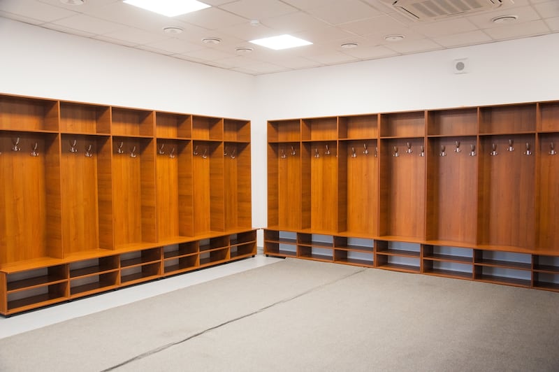An empty football changing room