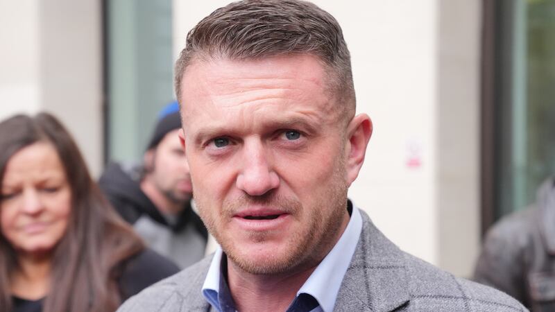 Tommy Robinson, real name Stephen Yaxley Lennon, outside Westminster Magistrates’ Court
