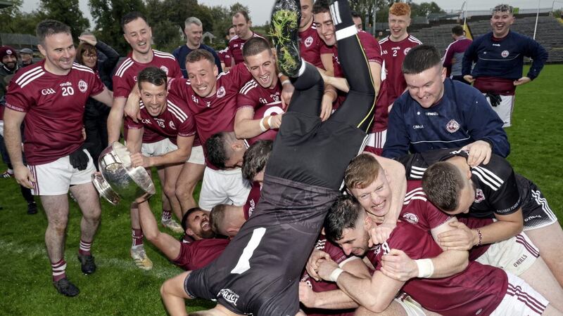 Ballybay players celebrate after winning the Monaghan Senior Football Championship 
