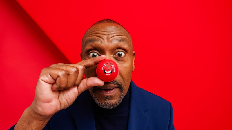 Comedian and actor Sir Lenny Henry supporting Red Nose Day 2024 by wearing one of its Red Noses (Rebecca Naen/Comic Relief)