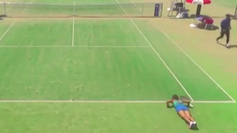 Japan’s Rika Fujiwara was playing against Laura Robson when she showed off the tactics.