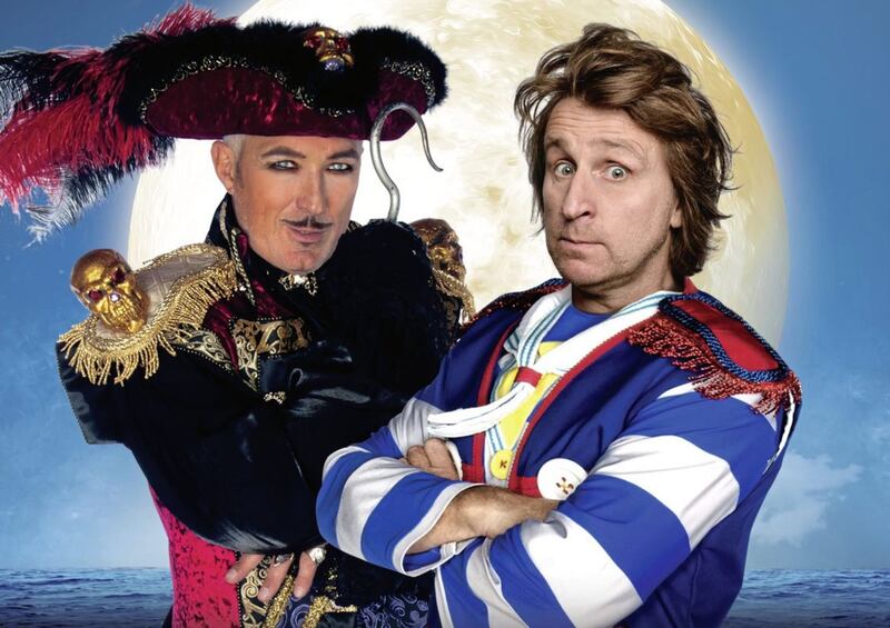 Pop star and actor Martin Kemp and stand-up comedian Milton Jones in full Peter Pan get-up 