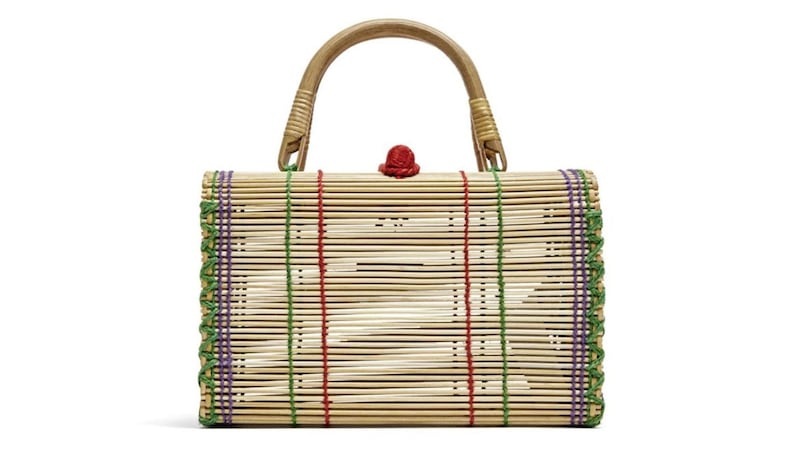 Zara&nbsp;Multicoloured Straw Bag with Topstitching Detail, &pound;29.99 