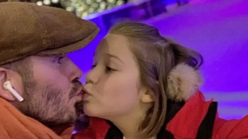 David Beckham and his seven-year-old daughter Harper 