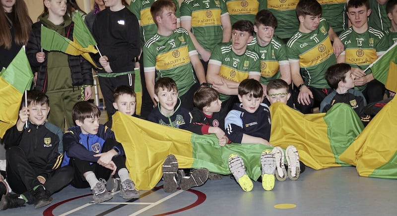 Pupils at St Joseph&#39;s, Donaghmore ahead of the MacLarnon Cup final. Picture by Hugh Russell 