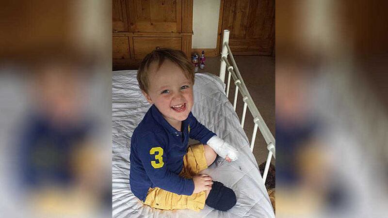Three-year-old Reuben Harvey-Smith has been dubbed &#39;Mr Positive&#39; since the operation. Picture a family handout, through Press Association 