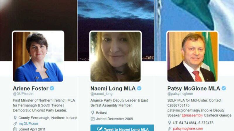 The DUP&#39;s Arlene Foster, Alliance&#39;s Naomi Long and the SDLP&#39;s Patsy McGlone are among the MLAs with verified Twitter accounts 