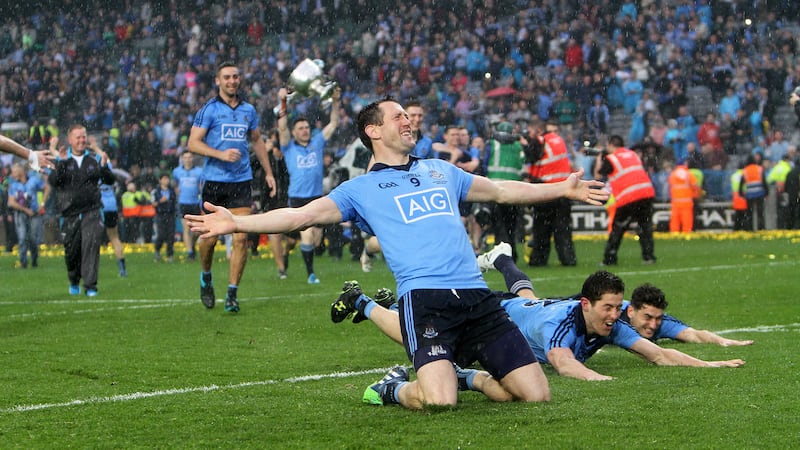 Dublin's Denis Bastick in the thick of the celebrations after the Dubs won Sunday's All-Ireland final at Croke Park<br/>Picture: Colm O'Reilly