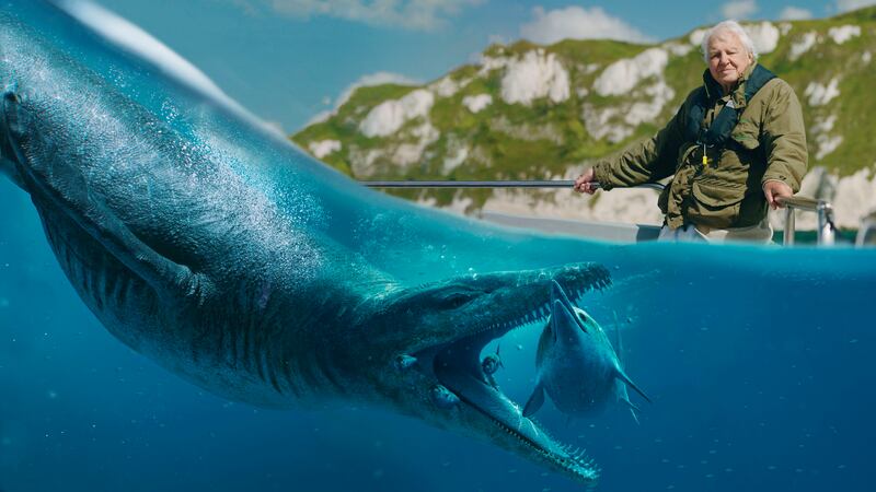 The new programme uses CGI to show what a fearsome predator the giant pliosaur would have been (BBC Studios)
