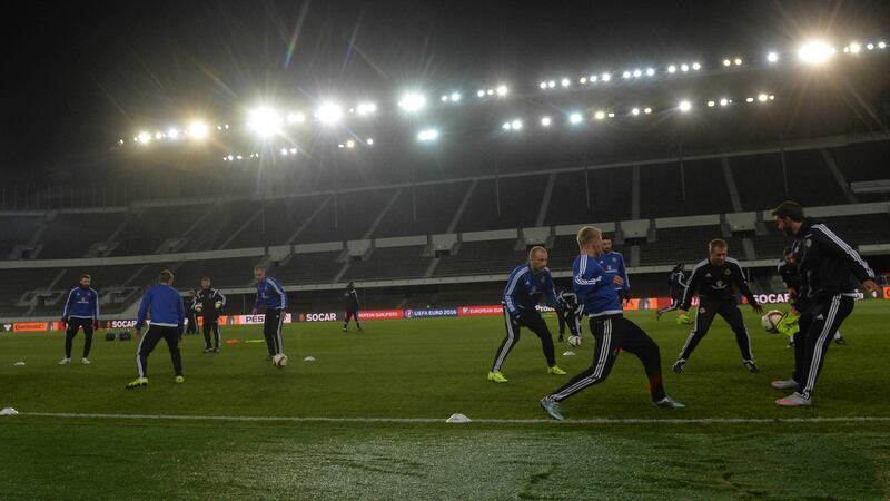 Northern Ireland train under floodlights in Finland ahead of Sunday's Group F finale