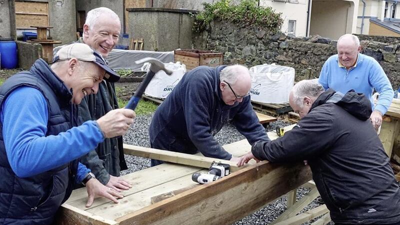 Shedders: (left to right) Kieran Morgan, Simon Casey, Martin Rea, John O&#39;Brien and Jimmy Owens at Rostrevor Men&#39;s Shed 