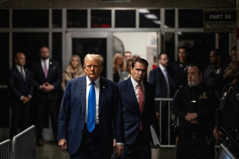 Former president Donald Trump arrives to court (Victor J. Blue for The Washington Post/AP)