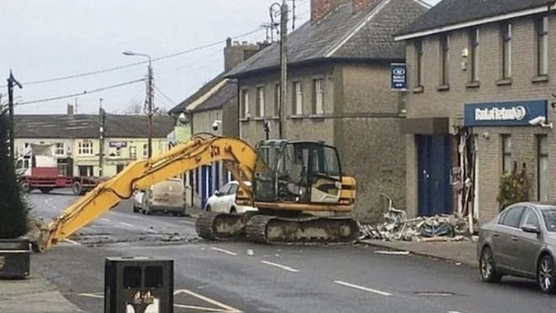 The ATM was ripped from the wall during a raid in Dunleer, Co Louth. Picture by RT&Eacute; 