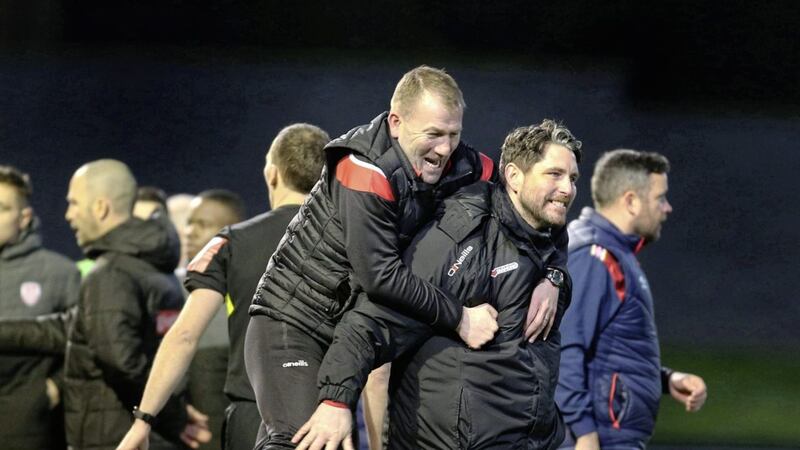 Derry City manager Ruairdhi Higgins and assistant Alan Reynolds Picture: Picture Margaret McLaughlin 