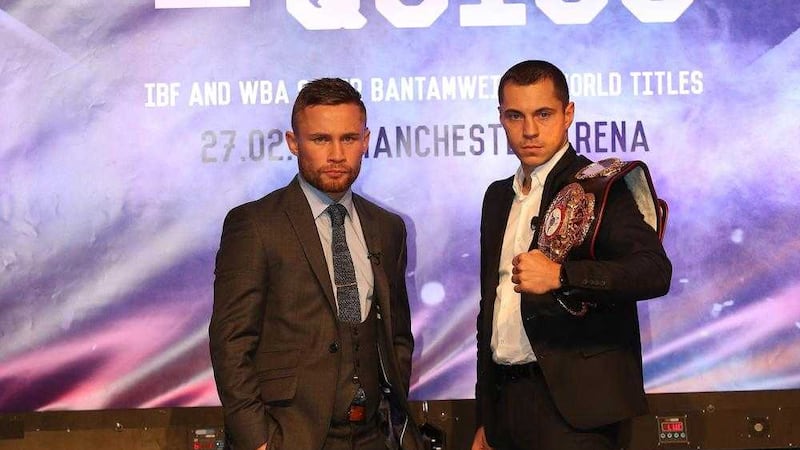 Carl Frampton and Scott Quigg pictured in Belfast's Europa Hotel ahead of next Saturday night's world title bout