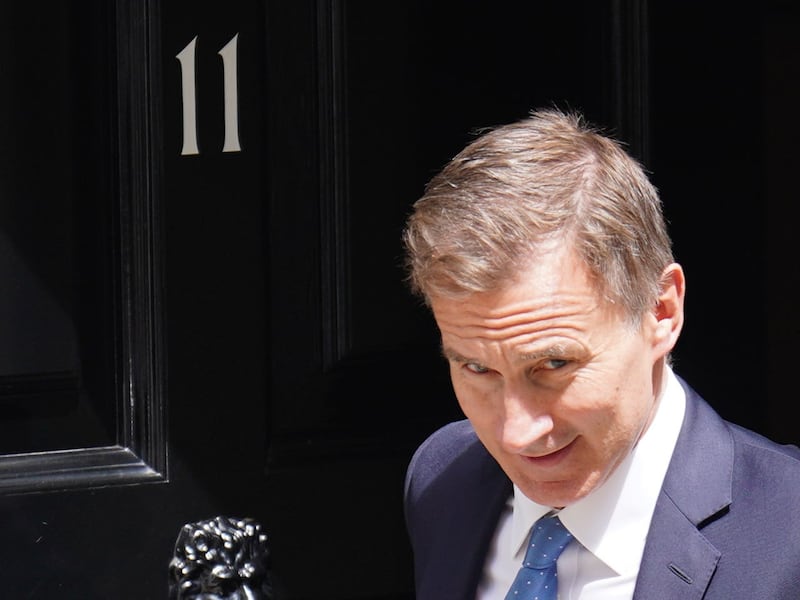 Chancellor of the Exchequer Jeremy Hunt outside Number 11 Downing Street
