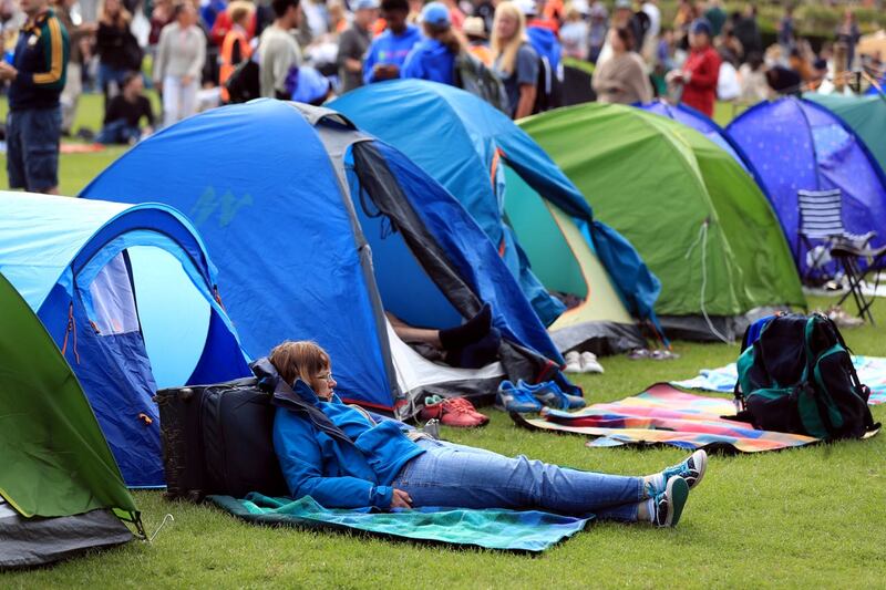 Campers in the queue ahead of day one of the Wimbledon Championships