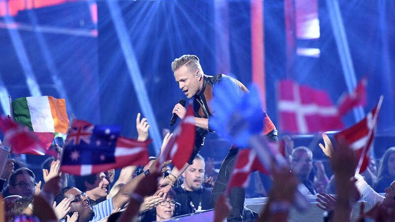 Ireland&#39;s Nicky Byrne performs &#39;Sunlight&#39; during the second Eurovision Song Contest semifinal in Stockholm. Picture by Martin Meissner, Associated Press 