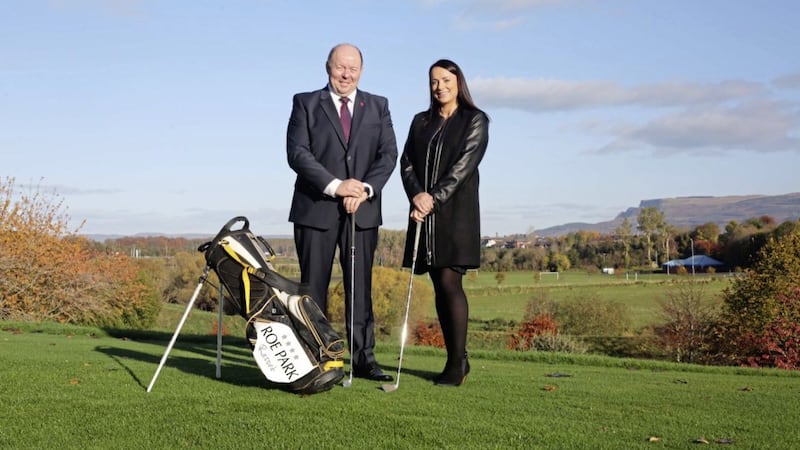 Mike Marshall, general manager at Roe Park Resort and Leanne Rice, Tourism NI&rsquo;s golf marketing manager pictured on the Limavady golf course 