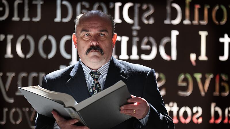 Greenshoot Productions launch of 'The Man Who Swallowed A Dictionary', a new play by Bobby Niblock, about the life of ex UVF and PUP politician, David Ervine. It stars Paul Garrett. Picture by Hugh Russell