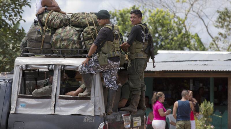 Rebels of the Revolutionary Armed Forces of Colombia, FARC, arrive to the Yari Plains in Colombia. Picture by Ricardo Mazalan, Associated Press 