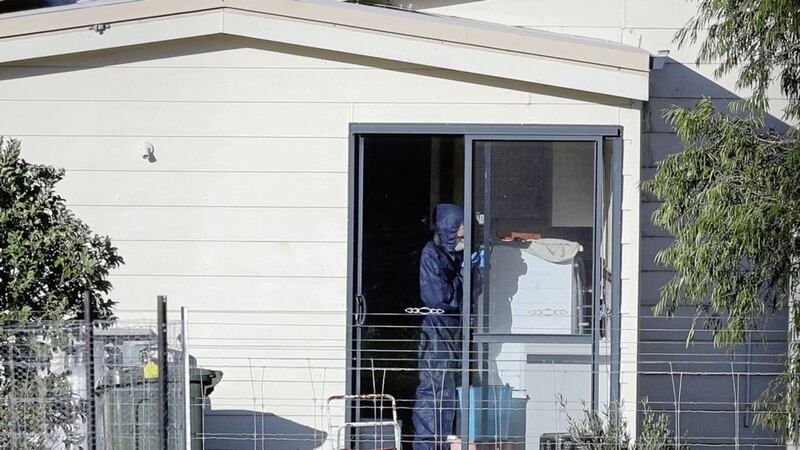 Police forensics investigate the death of seven people in a suspected murder-suicide in Osmington, east of Margaret River, south west of Perth, Australia Picture by Richard Wainwright/AAP Image via AP 