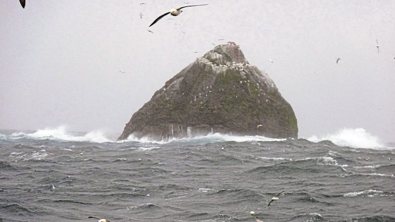 The volcanic islet of Rockall lies around 230 nautical miles north west of Donegal and 240 miles west of Scotland. Picture by SNH, Marine Scotland/Crown Copyright/Press Association 