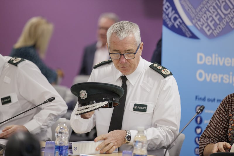 PSNI Chief Constable Jon Boutcher attended a meeting of the Northern Ireland Policing Board in Belfast