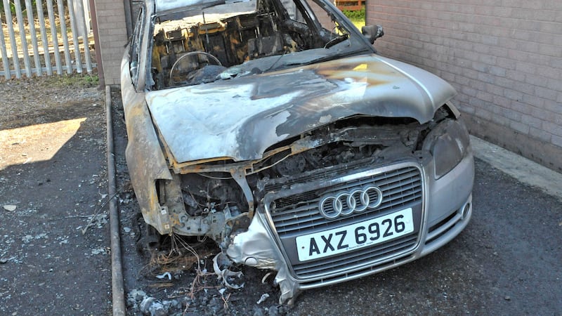 Two cars were destroyed in an overnight arson attack in Craigavon&nbsp;