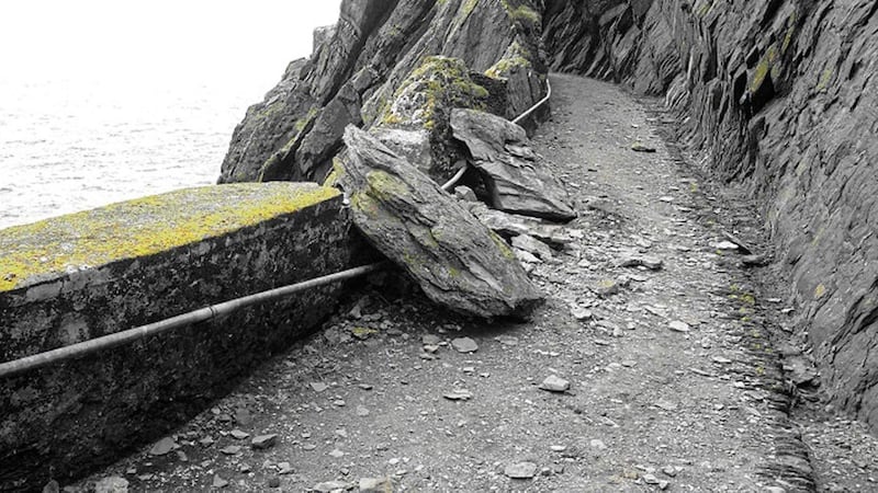 Rockfall on Skellig Michael, a world heritage site off the Co Kerry coast 