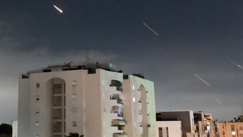 The Israeli Iron Dome air defence system launches to intercept missiles fired from Iran (Tomer Neuberg/AP)