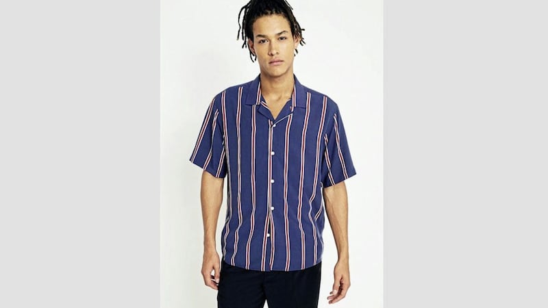 Loom Red and Blue Vertical Stripe Viscose Short-Sleeve Shirt, &pound;45, available from Urban Outfitters 