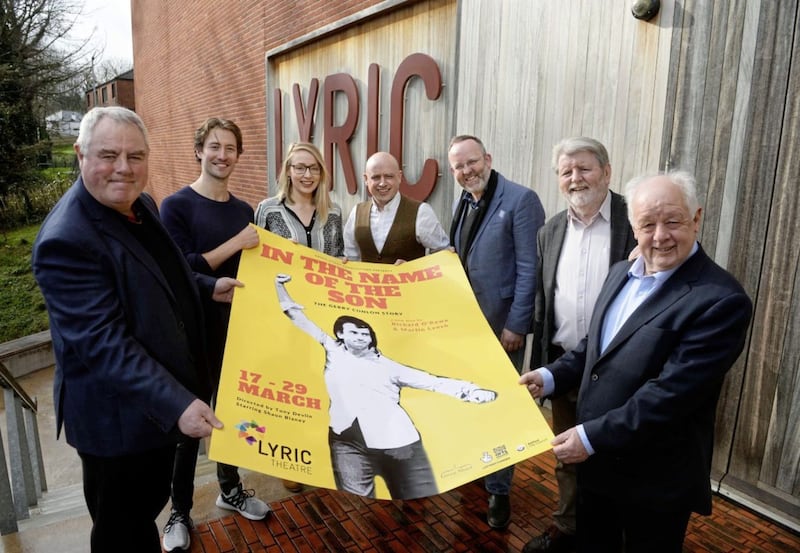 Ricky O&#39;Rawe, Shaun Blaney, Tracy Lindsey and Tony Devlin with Jimmy Faye, Martin Lynch and Jim Sheridan at the launch of the In The Name of The Son play. Picture by Mark Marlow 
