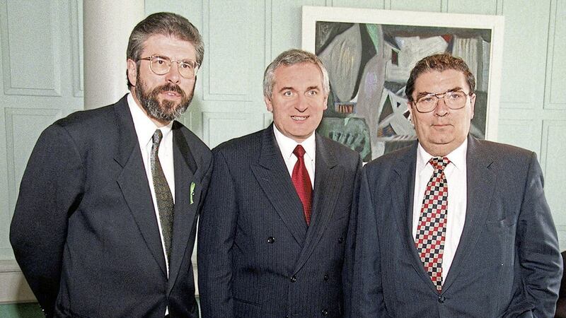 Gerry Adams, Bertie Ahern and John Hume in July 1997. Picture by PA/Pat Maxwell 