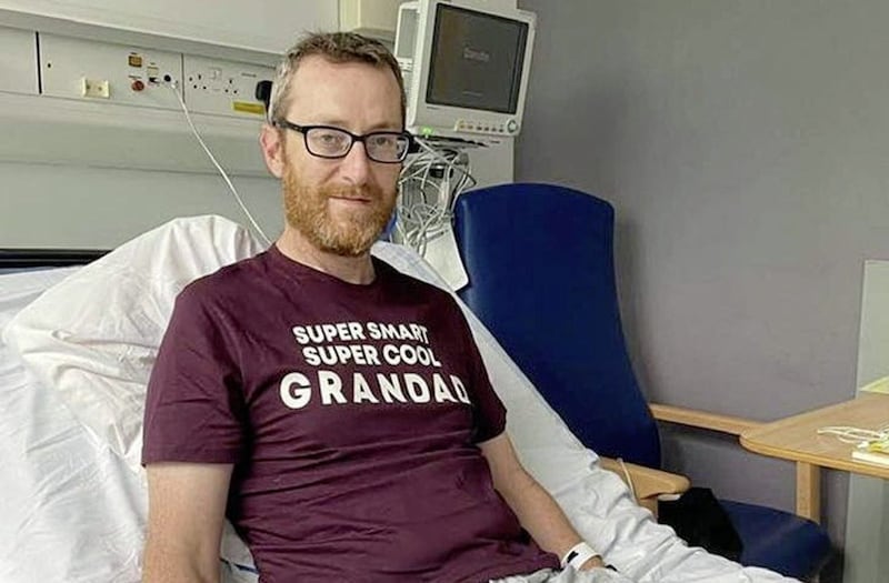 Sinn F&eacute;in MLA Philip McGuigan pictured in hospital 