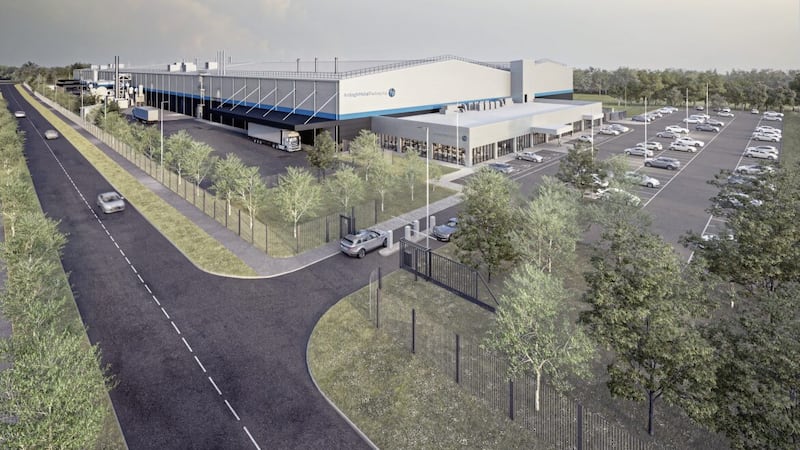 An artistic impression of the new £150 million Ardagh Metal Packaging factory, which will be built at Global Point Business Park, Co Antrim. 