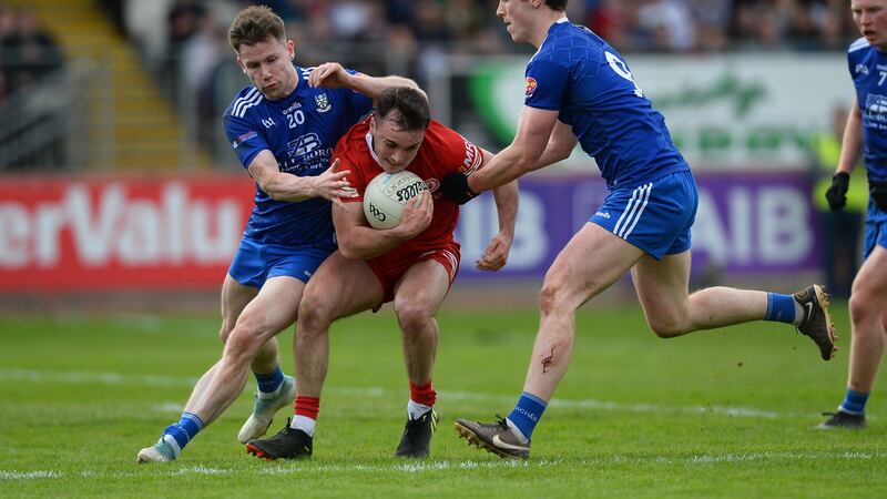 Karl O'Connell, a late replacement for Dessie Ward, was excellent as Monaghan toppled Tyrone in Omagh. Picture by Mark Marlow