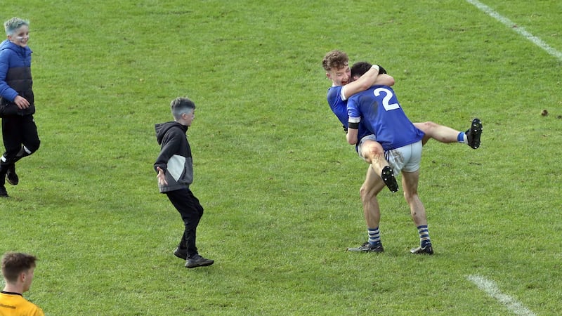 Naomh Conaill celebrations begin at the final whistle in Ballybofey on Saturday. Picture by Margaret McLaughlin