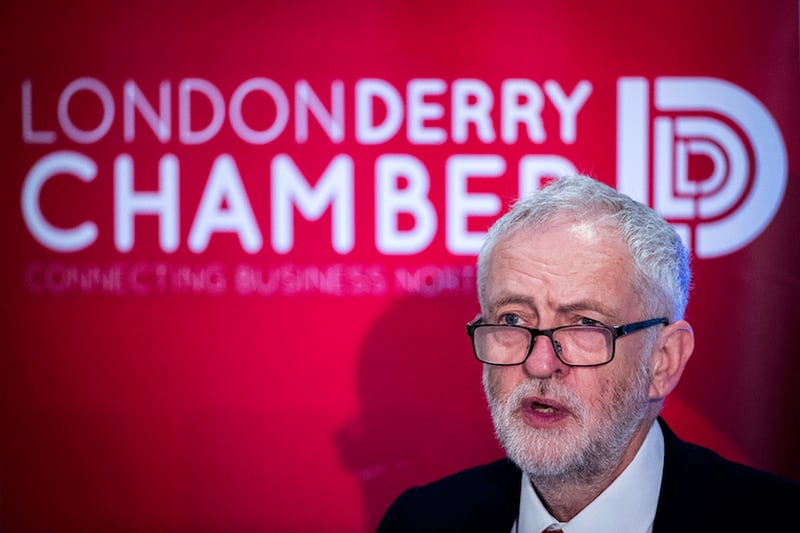 Labour leader Jeremy Corbyn speaking during a Londonderry Chamber business breakfast. Picture by Liam McBurney/PA Wire