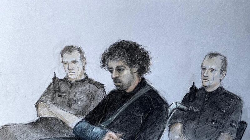 Court artist sketch by Elizabeth Cook of Louis De Zoysa at Northampton Crown Court charged with the murder of Matt Ratana. The 24-year-old is accused of shooting the Metropolitan Police Sergeant at a police station in Croydon in the early hours of September 25, 2020. Picture date: Friday June 9, 2023.