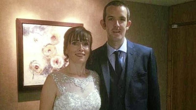 Jonathan Peden with his wife Roisin on their wedding day 