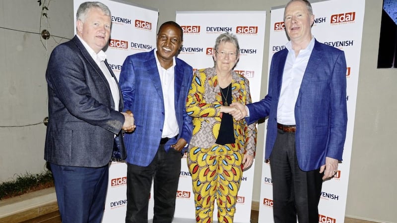 Pictured on a recent visit to Kenya are (from left) Michael Maguire, East African director of Devenish; Anthony Wainaina, managing director, Sidai; Dr Christie Peacock CBE, founder and director of Sidai; and Devenish chairman Owen Brennan 