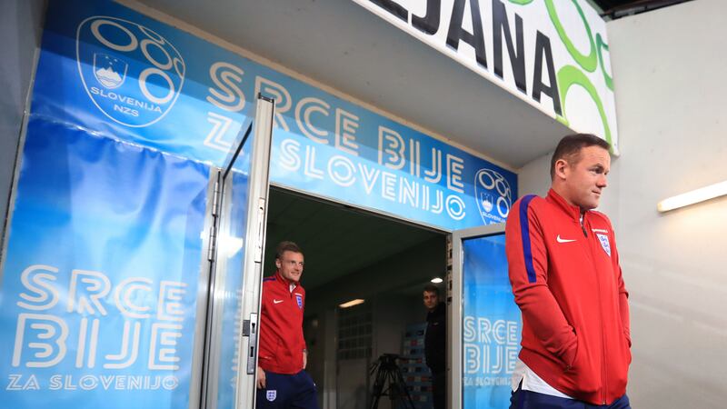 England's Wayne Rooney arrives for Monday's press conference at Stadion Stozice, Ljubliana<br />Picture by PA