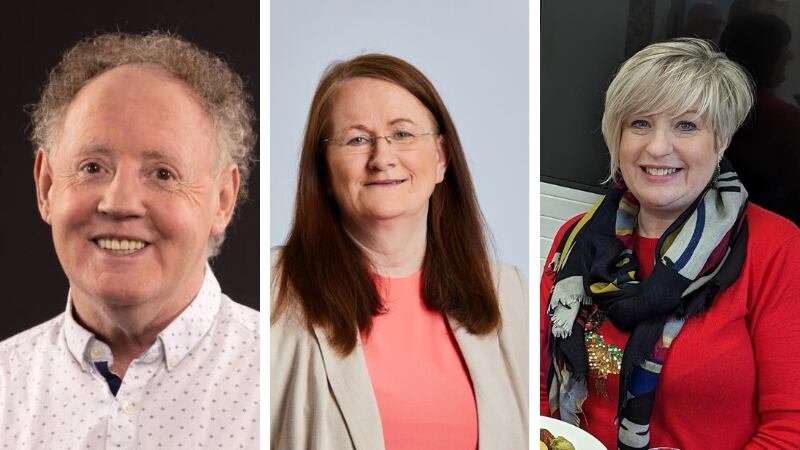Portraits of Hugh Russell, Dawn Egan and Lorraine McCarthy, all former colleagues of IntoMedia who died in 2023