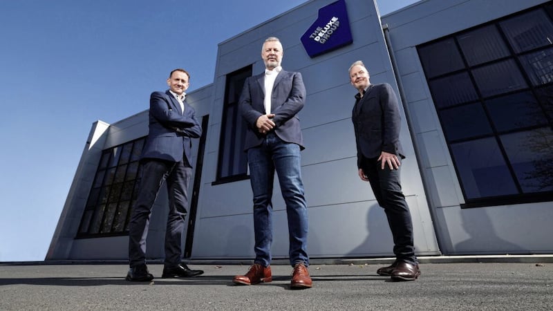 The Deluxe Group&#39;s Colm O&rsquo;Farrell (executive chairman), Richard Hill (business development director) and Colm Connolly (director) 