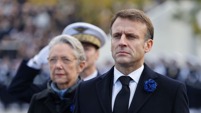 French President Emmanuel Macron has condemned a rise in antisemitism in the country since the start of the Israel-Hamas war (Ludovic Marin/pool/AP)