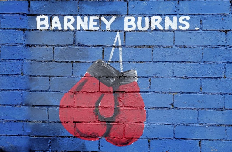 Belfast battler Barney Burns is named on the boxing mural on Oldpark Avenue, north Belfast. Picture by Mal McCann